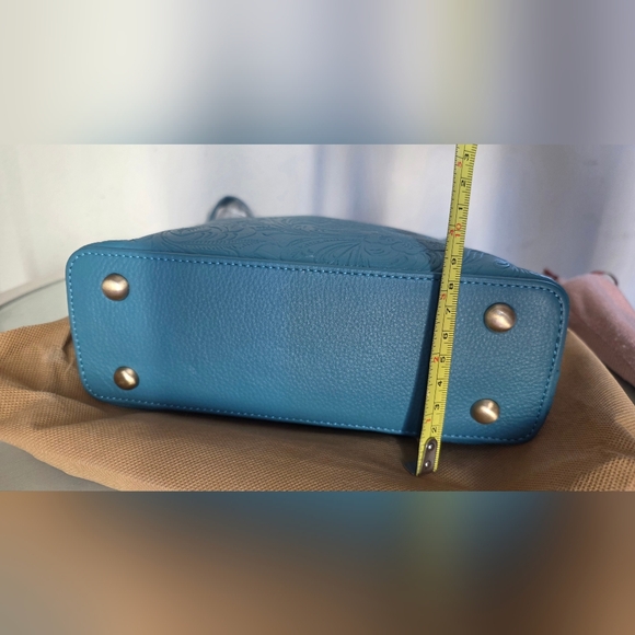 Anna by Anushcka Heritage Genuine Leather Hobo Crossbody Shoulder Bag Teal NWT main image 9